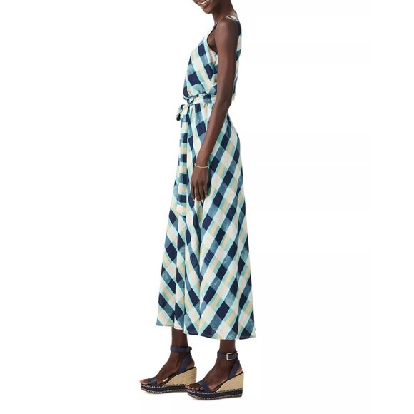 198$ NIC+ZOE Bianca Belted A-Line Maxi Dress Women's Size L Aqua Multicolor - Picture 3 of 4